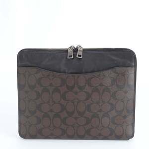 Coach Signature Leather Second Bag/Clutch Pouch in Brown and Black for Men